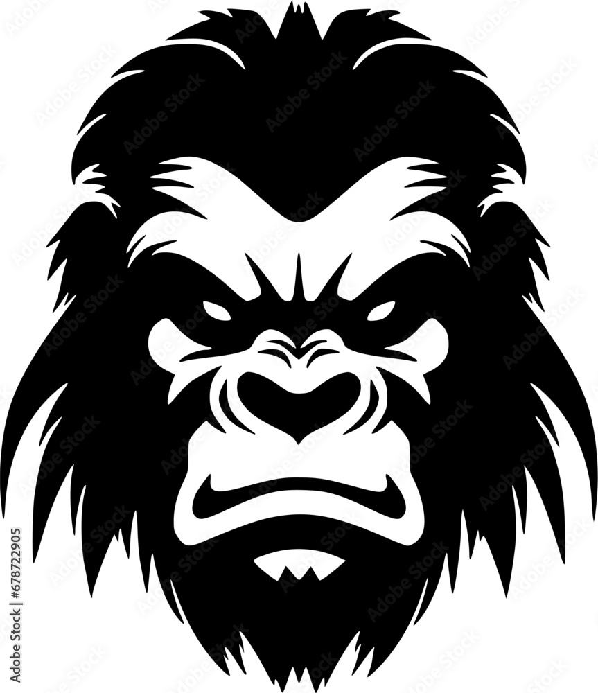 Gorilla | Black and White Vector illustration