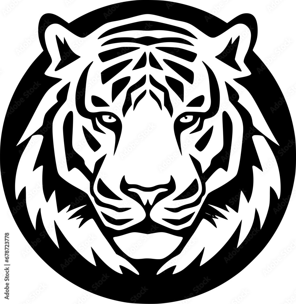 Tiger | Black and White Vector illustration