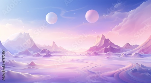 Beautiful Desert Landscape with Soft and Rounded Mountains Purple and Pink