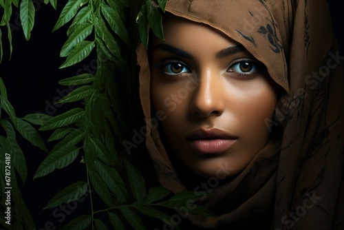 portrait of a beautiful arab women wearing hijab photo