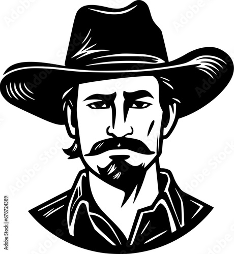 Western - Black and White Isolated Icon - Vector illustration
