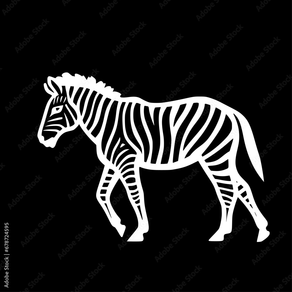 Fototapeta premium Zebra | Black and White Vector illustration
