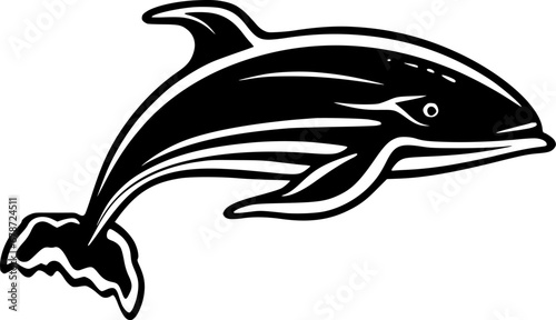 Whale - Black and White Isolated Icon - Vector illustration