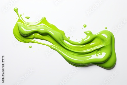 a melting green slime isolated on white background photo