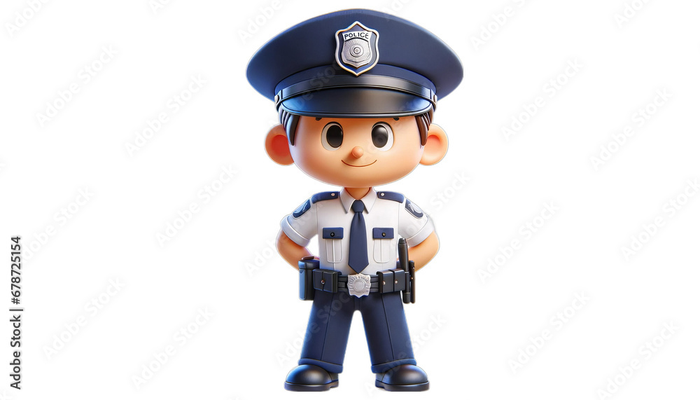 Cute Policeman Officer in Uniform with Badge - Adorable Law Enforcement Hero and Justice Defender on Duty