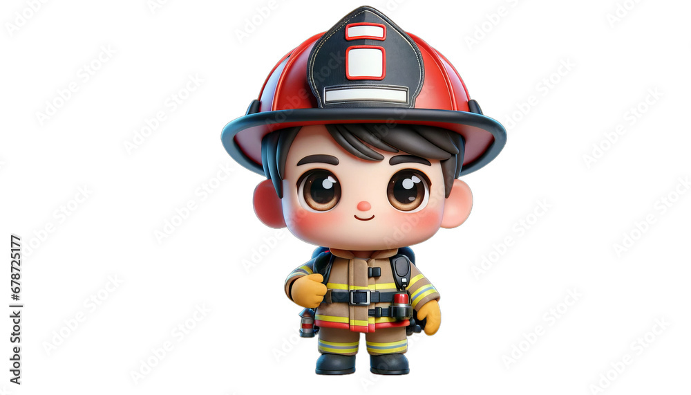 ute Firefighter Hero in Uniform, Rescue Gear and Safety Equipment for Firehouse Adventures