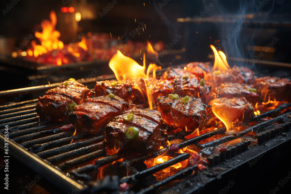 Sizzling Sensation: A Delectable Grill Steak Experience. Ai Generative
