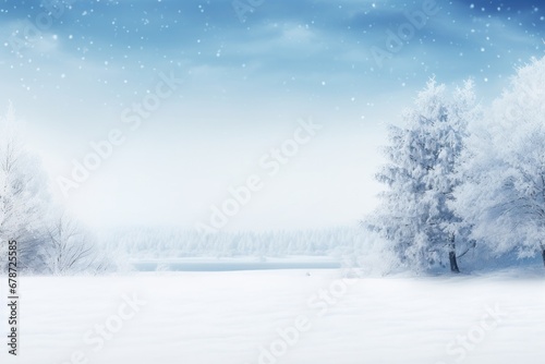 Winter snowy forest background. winter snow background © jaafar