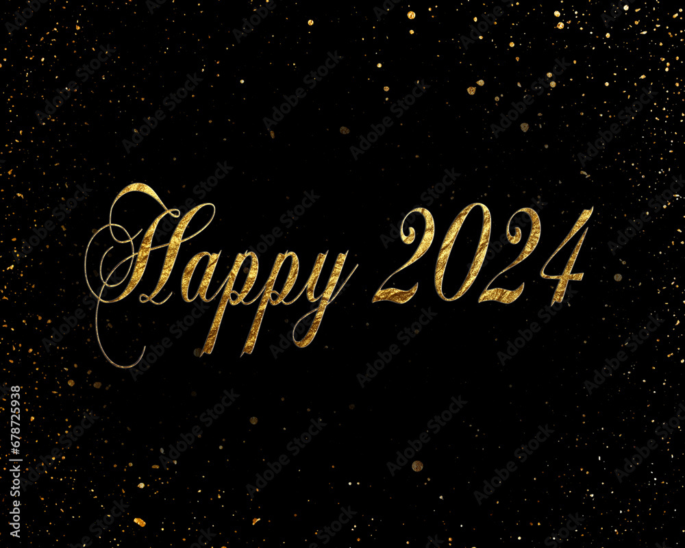 Lettering Golden Happy 2024 modern letters