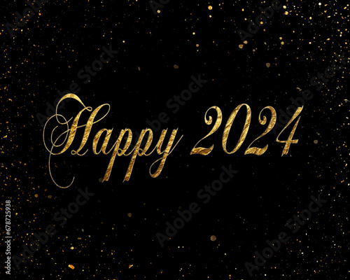 Lettering Golden Happy 2024 modern letters