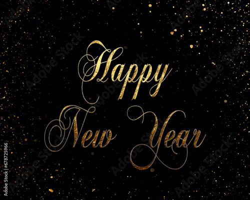 Lettering Golden Happy New Year modern letters