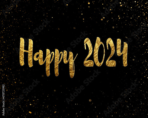 Lettering Golden Happy 2024 modern letters