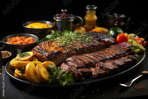 Sizzling Sensation: A Delectable Grill Steak Experience. Ai Generative 