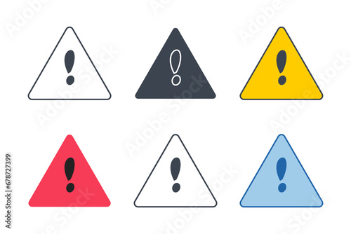 Danger warning icon collection with different styles. Exclamation Mark icon symbol vector illustration isolated on white background