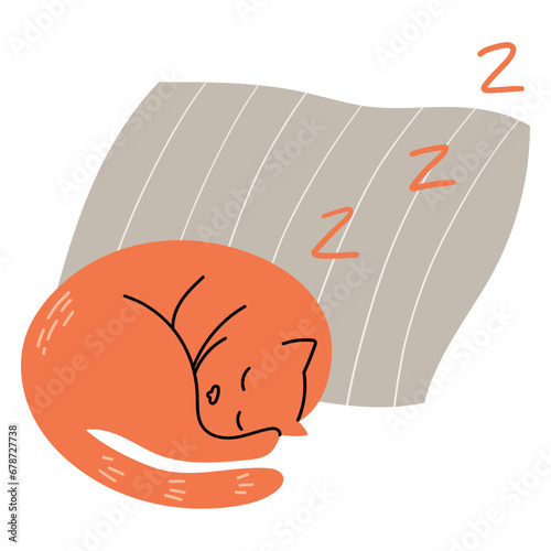 Red Cat Sleeping On The Pillow