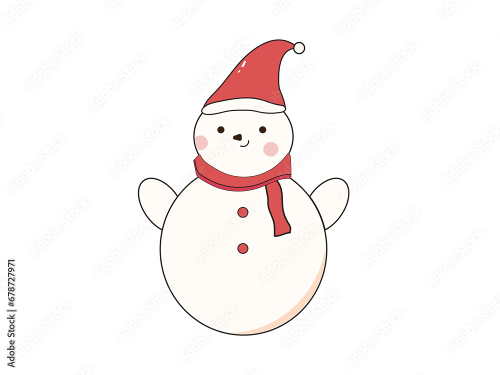 Cute snowman raises both hands Cute snowman raises both hands