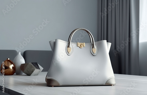 Luxury at Your Fingertips: A Designer Handbag with Gold Accents in a Modern Setting, ai generative photo