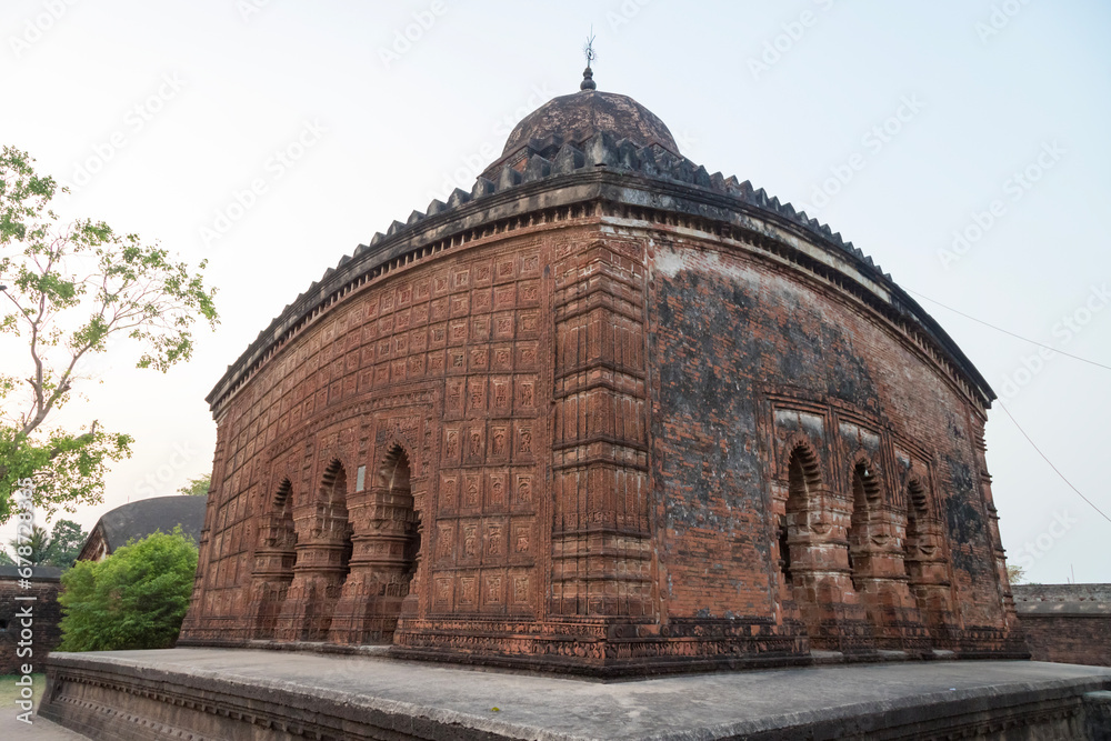 Madanmohan Temple, Bishnupur,India.made of terracotta baked clay world famous tourist spot Madanmohan Temple, Bishnupur,India.made of terracotta baked clay world famous tourist spot