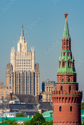 Vodovzvodnaya tower of Moscow Kremlin and Ministry of Foreign Affairs of Russian Federation, Russia photo