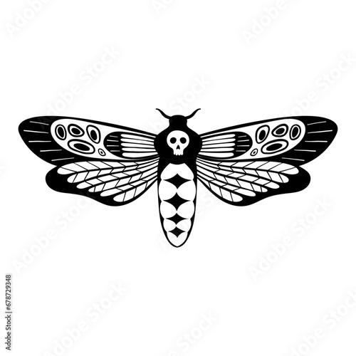 Moth With Skull Ornament