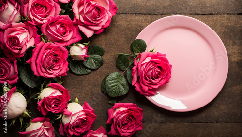 Empty plate with roses