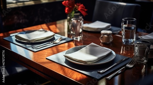 Restaurant interior with cutlery on the table