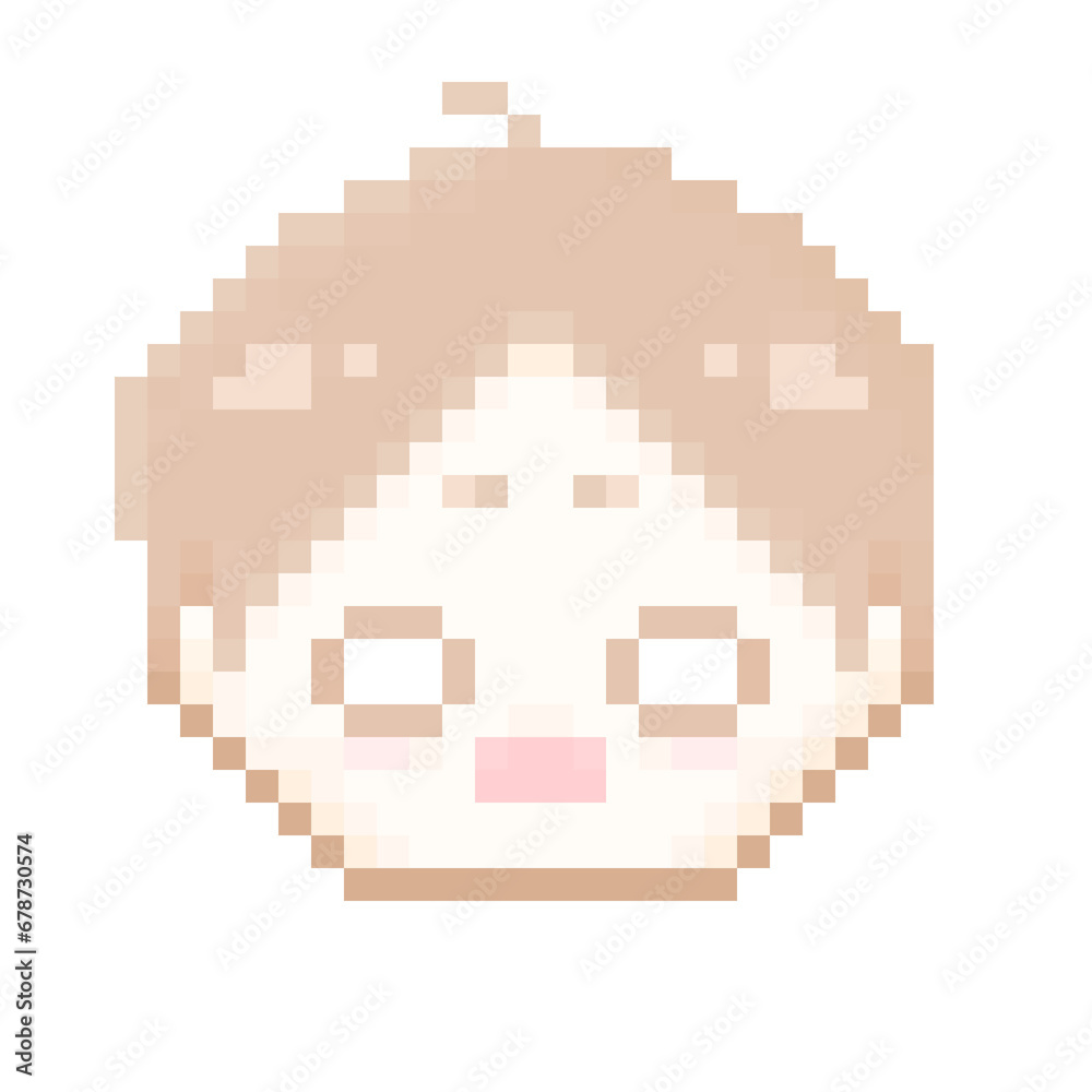 ピクセルアートな茶髪の男の子　びっくり⭐︎PNG