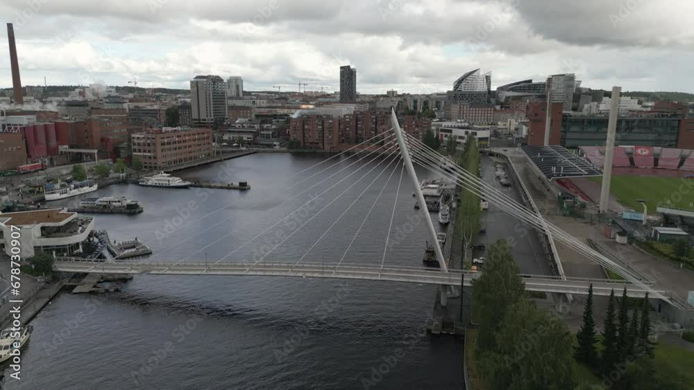 Aerial perspective of Tammerkoski canal in the city of Tampere, Finland Aerial perspective of Tammerkoski canal in the city of Tampere, Finland