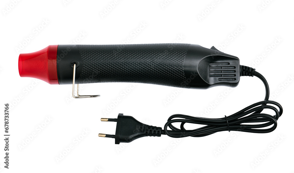 Portable heat gun for various jobs, isolated on a white background close up