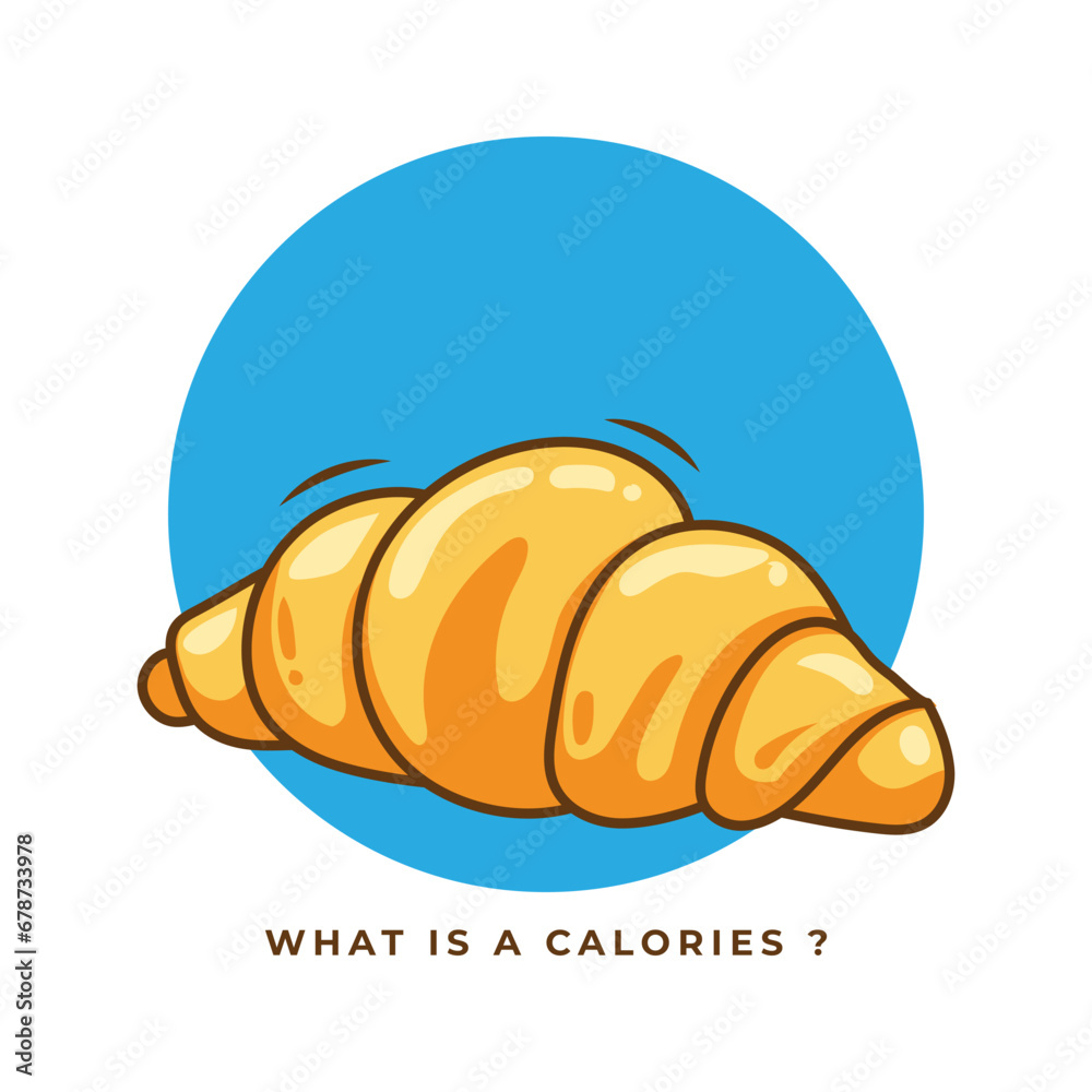 Cartoon illustration of a croissant with the text Cartoon illustration of a croissant with the text