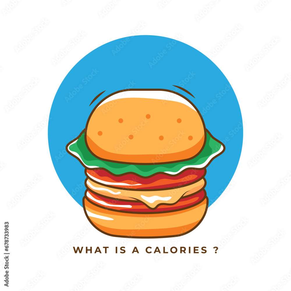 Cartoon illustration of a hamburger with the text Cartoon illustration of a hamburger with the text