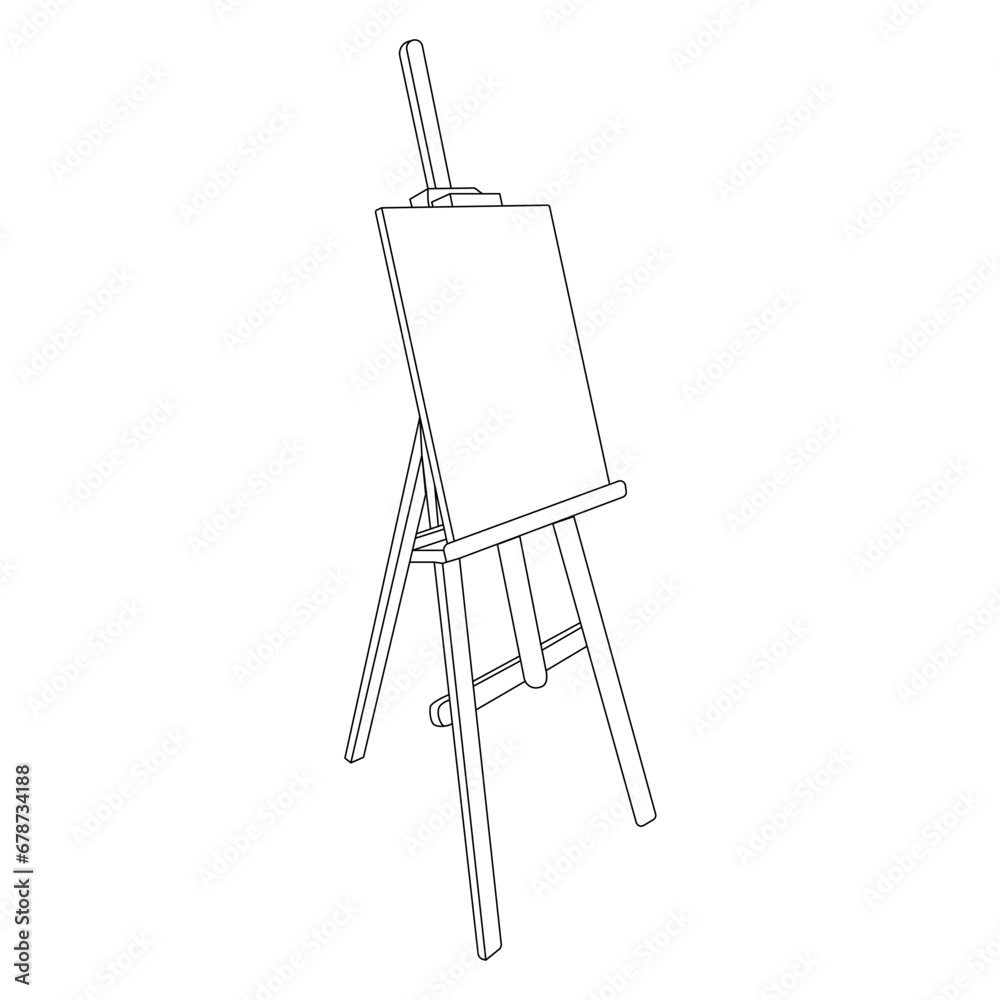 Easel sign line continuous drawing vector. One line Drawing stand vector background. Easel icon. Continuous outline of Easel. Linear Easel symbols.