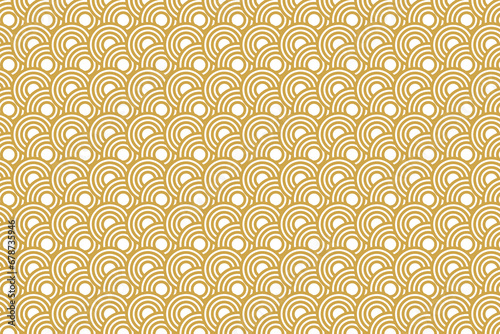 seamless abstract gold luxury pattern strip wavy circle background with geometric line vector design