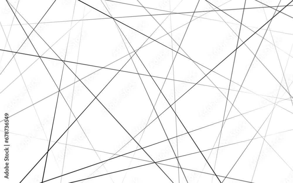 Black random diagonal line. Random chaotic lines abstract geometric pattern.