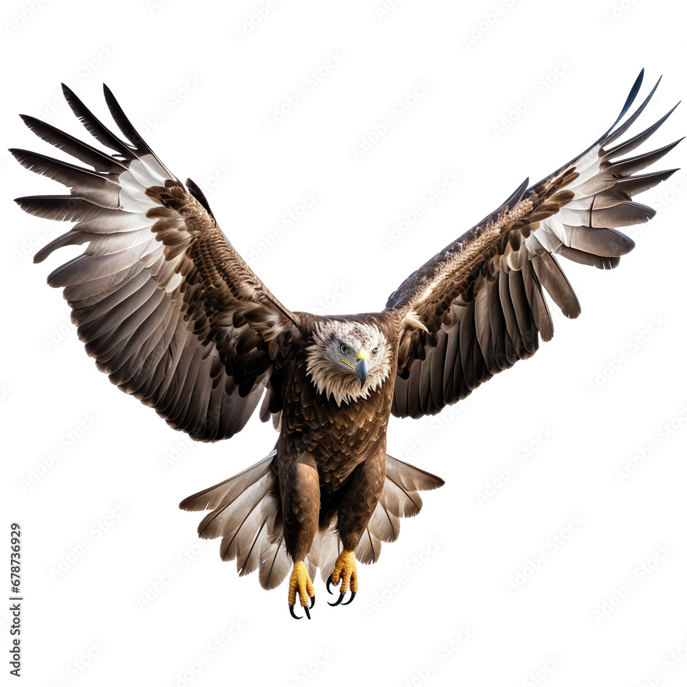 front view of a eagle bird soaring towards the camera on a white transparent background front view of a eagle bird soaring towards the camera on a white transparent background