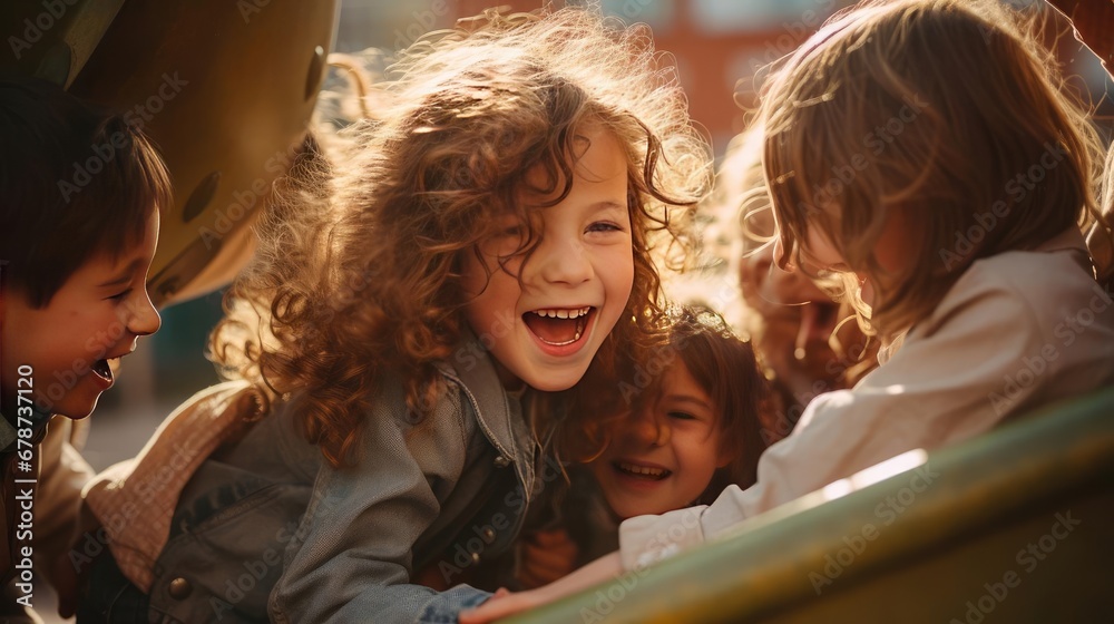 Happy children playing outdoors