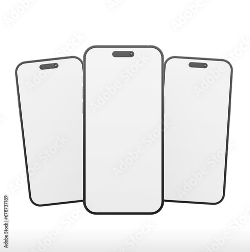 Smartphones with blank screen useful for mockup design presentation