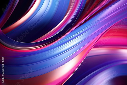 Colorful liquid pink and blue neon curved wave pattern abstract background. fluid. holographic. Wallpaper. Backdrop. Illustration. Metallic