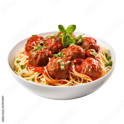 Spaghetti and Meatballs ,isolated on white and transparent background