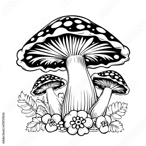 Magical Psychedelic Mushroom - Vector Illustration