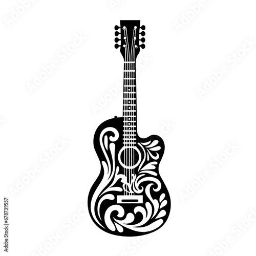 Celestial Bohemian Guitar - Vector Illustration