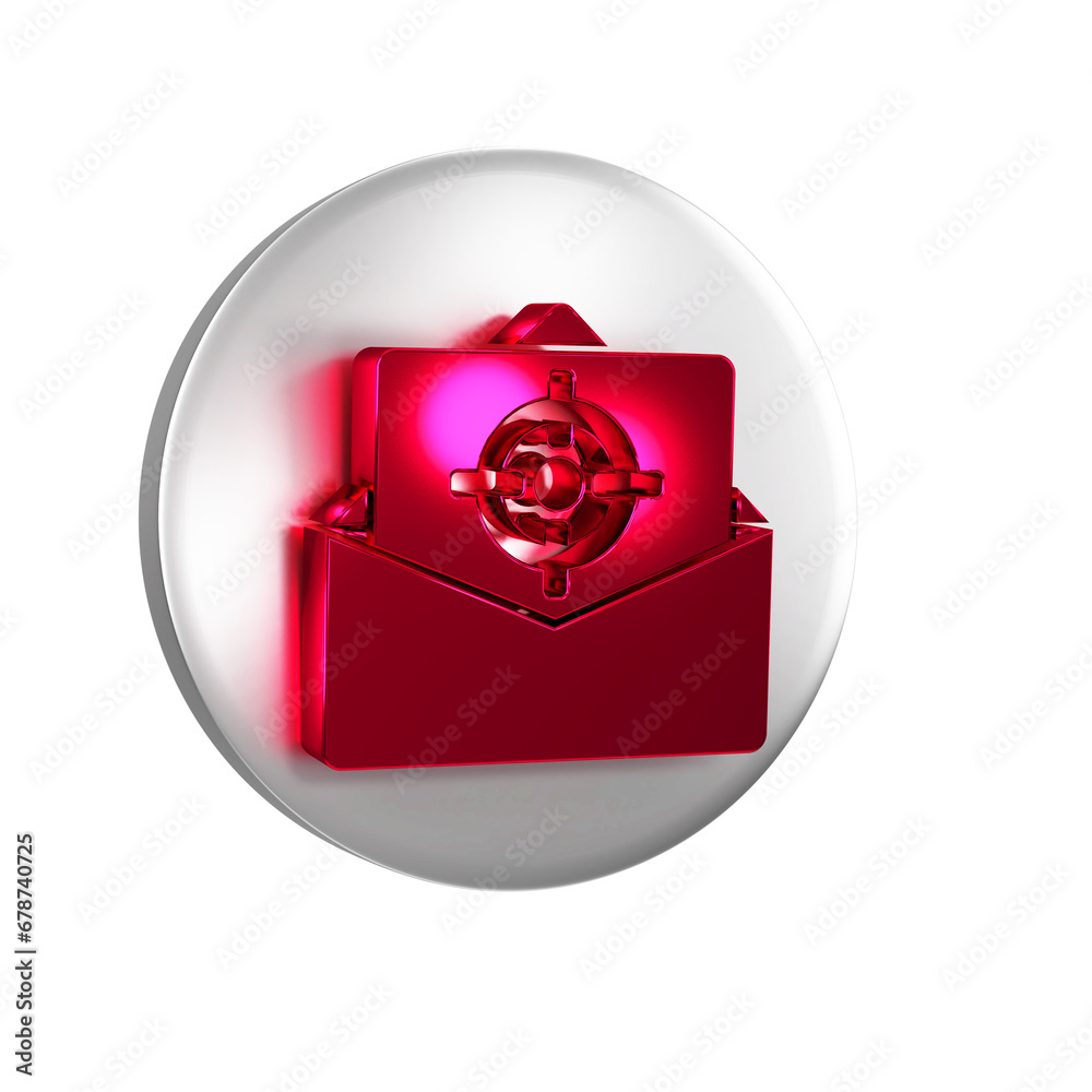 Red Mail and e-mail icon isolated on transparent background. Envelope ...