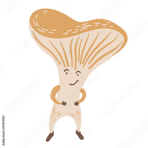 Chanterelle Mushroom Cartoon Character 