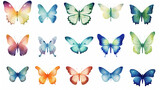 Collection of butterflies on isolated white background.watercolor butterfly png collection.