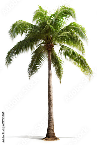 Coconut palm Tree tropical, isolated on white background. With clipping path. Full depth of field. Focus stacking.