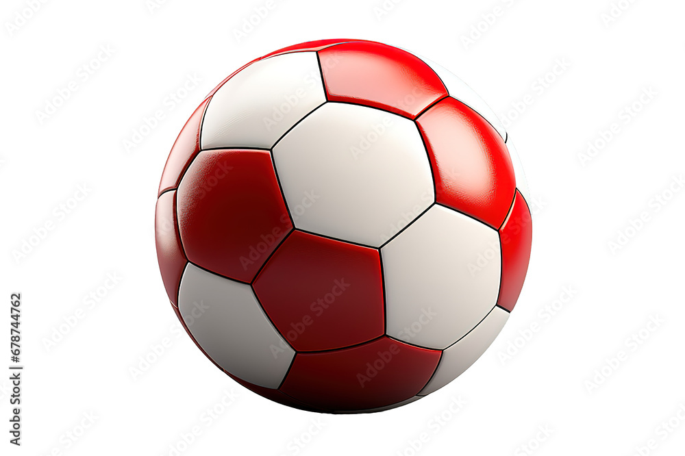 Football championship Design banner. Illustration banner with logo Realistic red glossy soccer ball isolated on PNG Background. Generative Ai. Football championship Design banner. Illustration banner with logo Realistic red glossy soccer ball isolated on PNG Background. Generative Ai.