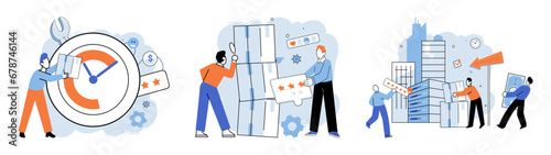 Business process. Vector illustration. Accounting practices are vital for tracking business progress The business process concept highlights importance continuous improvement Developing effective