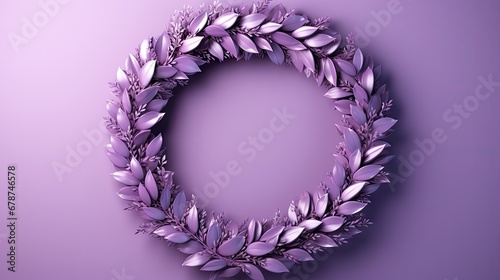  a purple background with a wreath of leaves on the bottom of the letter o in the center of the letter o in the center of the image is a purple background.