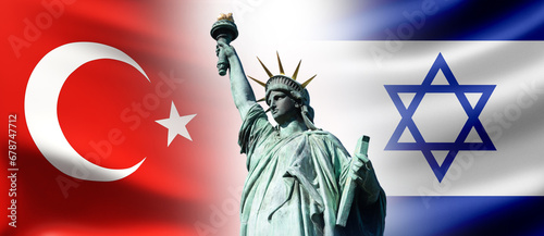 Flags of Israel and Turkey....