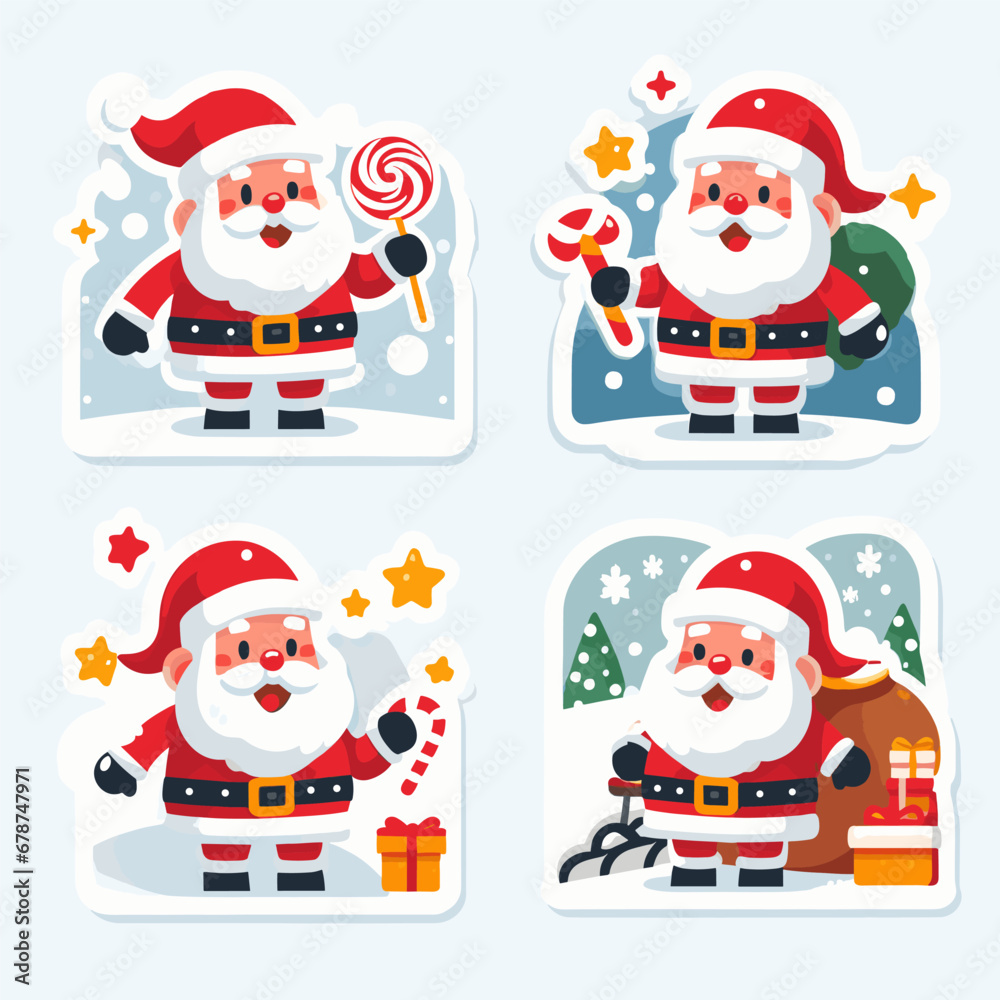 cute santa claus character cartoon collection